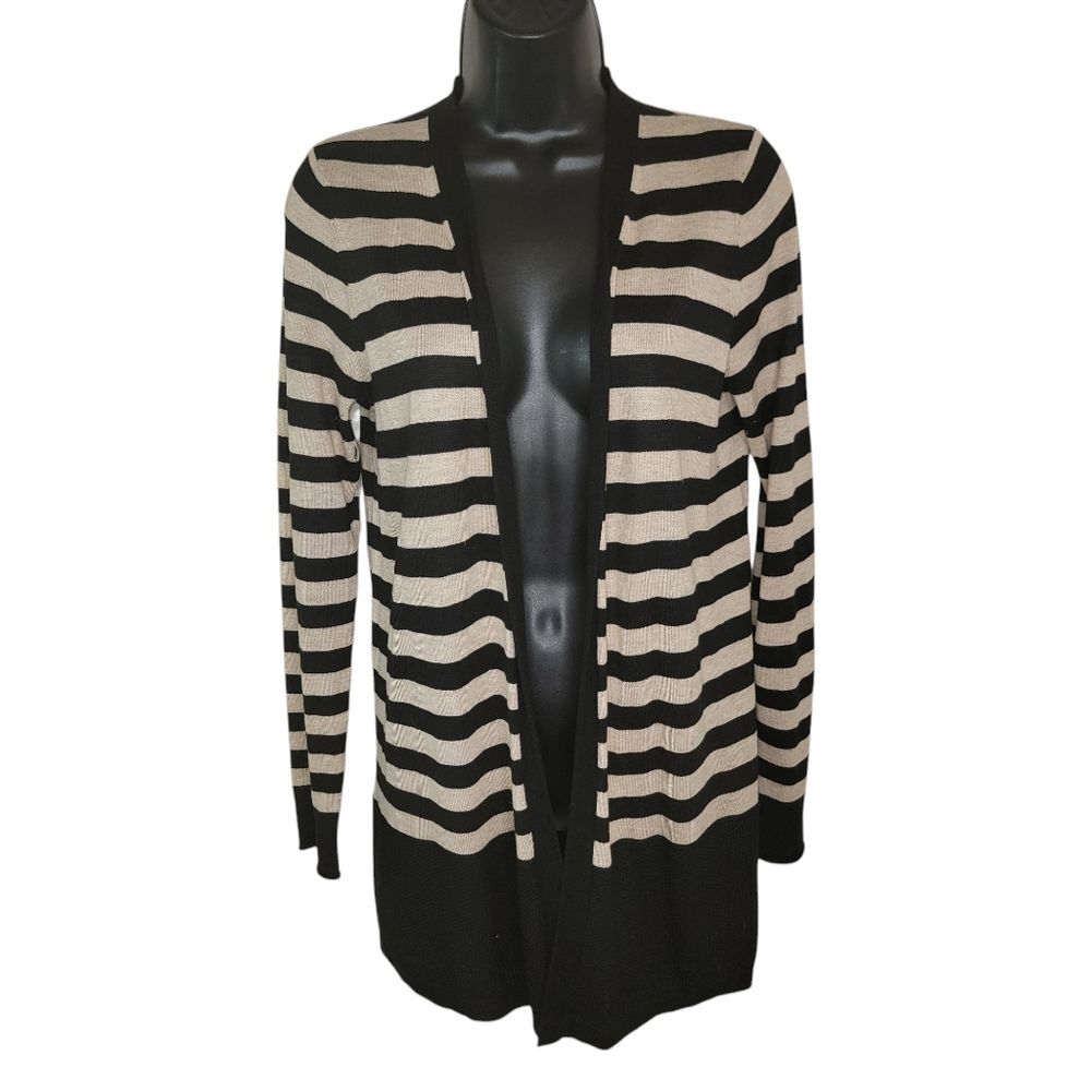 Ann Taylor LOFT Striped Open Front Cardigan Sweater Size Medium